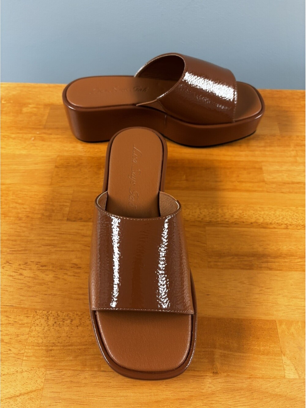 New Lisa Says Gah Cinnamon Dakota Platform Shoes Size 6.5 With Dust Bags - Picture 9 of 9